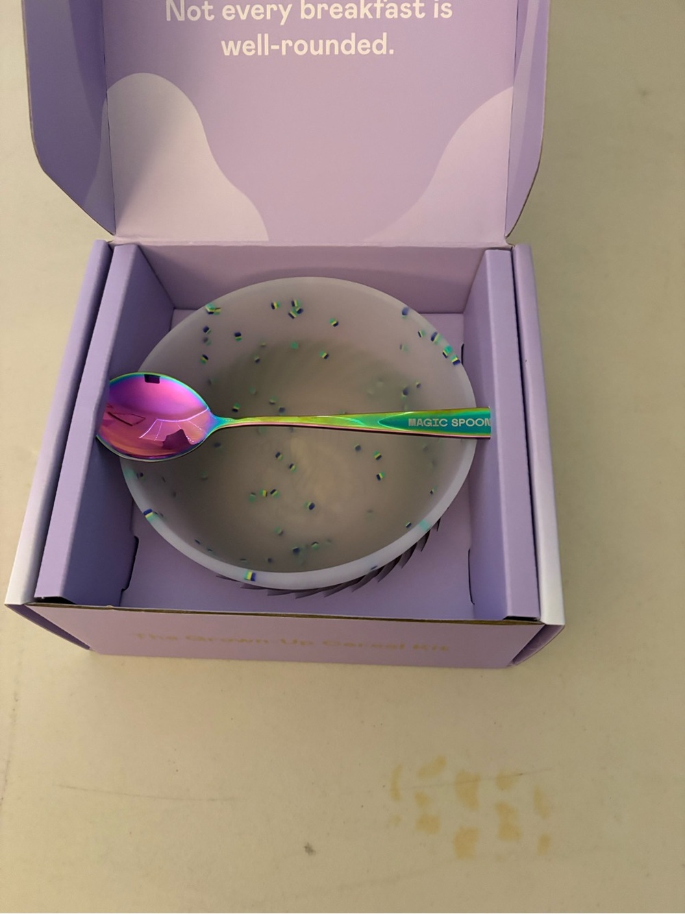 Iridescent Rainbow Spoon - Lavender Bowl Set